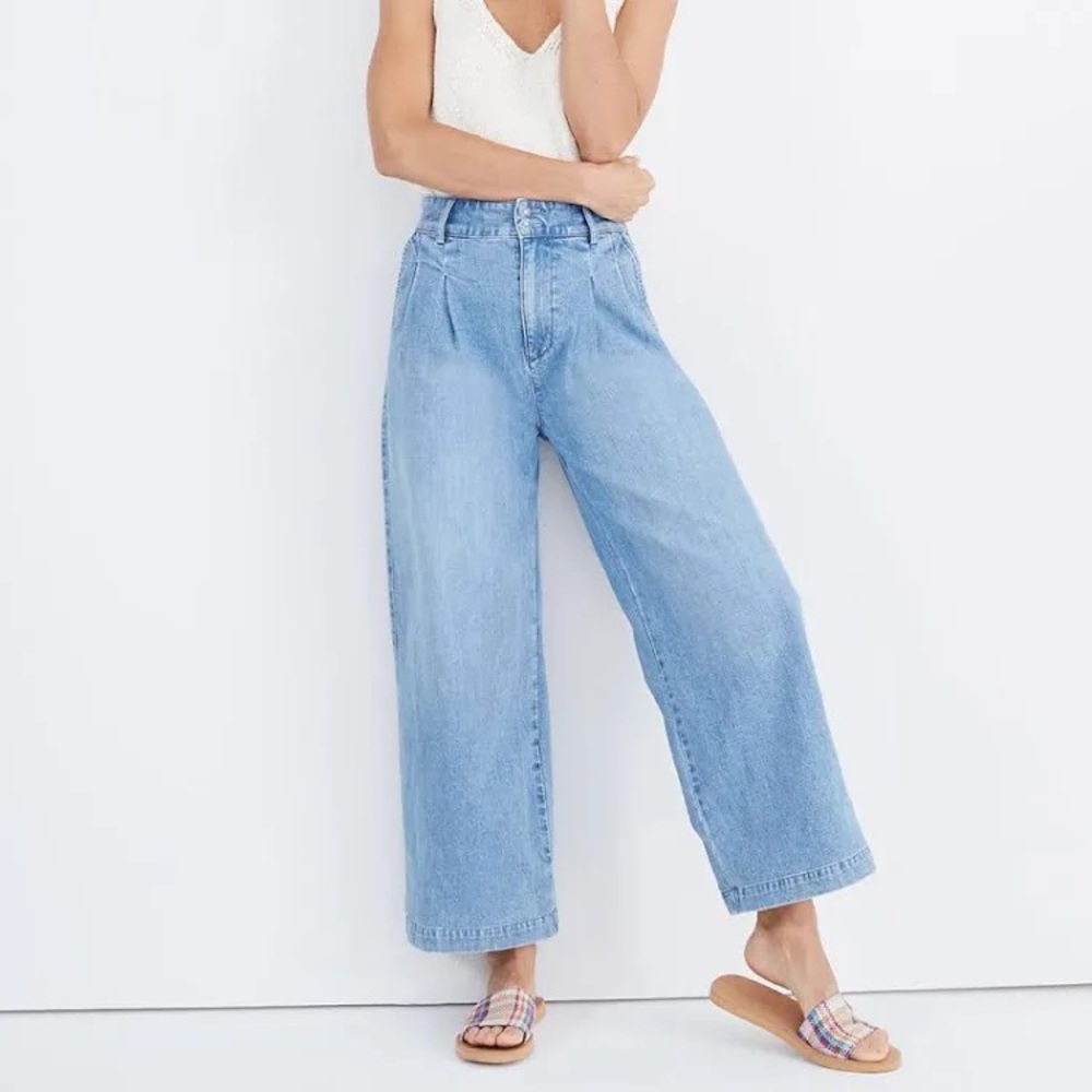 Madewell Pleated Wide-Leg Jeans in Kinnon Wash